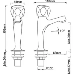 Pillar High Neck Sink Taps -Kitchen Taps Sales Store 1045T A3