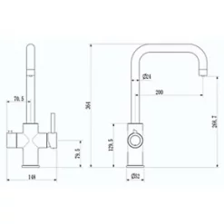 ETAL Single Lever 3-in-1 Hot Water Kitchen Tap Gold -Kitchen Taps Sales Store 130RG A3