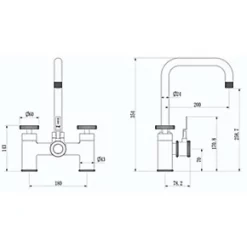 ETAL Industrial Bridge 3-in-1 Hot Water Kitchen Tap Matt Black -Kitchen Taps Sales Store 198RG A3