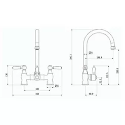 ETAL Traditional Bridge 3-in-1 Hot Water Kitchen Tap Gun Metal -Kitchen Taps Sales Store 206RG A3