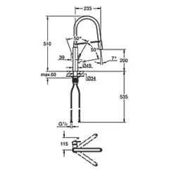 Grohe Feel Professional 31853000 Pull-Out Spray Mono Mixer Kitchen Tap Chrome -Kitchen Taps Sales Store 211VY A5