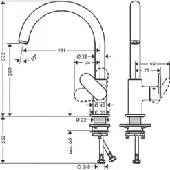 Hansgrohe Vernis Blend M35 Kitchen Mono Mixer Tap Chrome -Kitchen Taps Sales Store 294VK A2