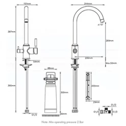 BWT 3-Way Deck-Mounted Filter Tap Chrome 11 BWT 3-Way Deck-Mounted Filter Tap Chrome -Kitchen Taps Sales Store 3900X A5