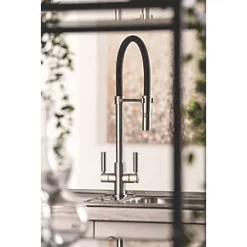 Abode Globe Professional AT2161 Pull-Out Spray Mono Mixer Kitchen Tap Brushed Nickel -Kitchen Taps Sales Store 409RK A2