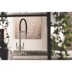 Abode Globe Professional AT2161 Pull-Out Spray Mono Mixer Kitchen Tap Brushed Nickel -Kitchen Taps Sales Store 409RK A3