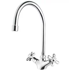 Swirl Cascade Dual-Lever Kitchen Mono Mixer Tap Chrome