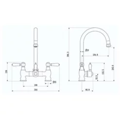 ETAL Traditional Bridge 3-in-1 Hot Water Kitchen Tap Polished Chrome -Kitchen Taps Sales Store 584RG A3