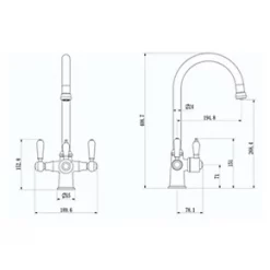 ETAL Traditional Cruciform 3-in-1 Hot Water Kitchen Tap Gold -Kitchen Taps Sales Store 621RG A3