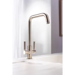 Abode Globe Quad Dual-Lever Mono Mixer Kitchen Tap Brushed Nickel -Kitchen Taps Sales Store 623RK A2