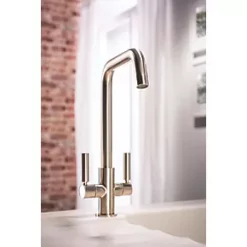 Abode Globe Quad Dual-Lever Mono Mixer Kitchen Tap Brushed Nickel -Kitchen Taps Sales Store 623RK A3