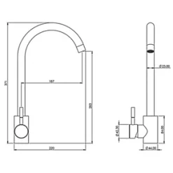 ETAL Holly Single-Lever Mono Mixer Kitchen Tap Matt Black -Kitchen Taps Sales Store 687XR A3