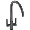 Abode Globe Swan Dual-Lever Mono Mixer Kitchen Tap Matt Black