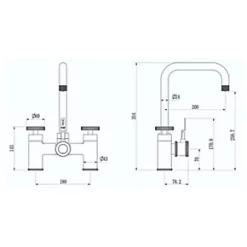 ETAL Industrial Bridge 3-in-1 Hot Water Kitchen Tap Brushed Brass -Kitchen Taps Sales Store 730RG A3