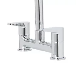 58A Deck-Mounted Dual-Lever Bridge Mixer Kitchen Tap Chrome -Kitchen Taps Sales Store 7390T A4