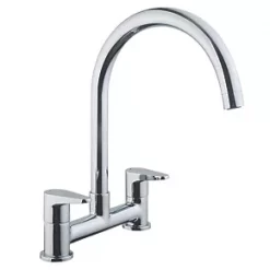 58A Deck-Mounted Dual-Lever Bridge Mixer Kitchen Tap Chrome