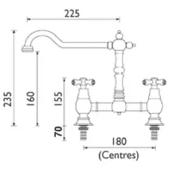 Bristan K BRSNK C Colonial Surface-Mounted Bridge Mixer Kitchen Tap Chrome -Kitchen Taps Sales Store 75461 A2