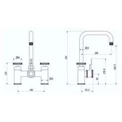 ETAL Industrial Bridge 3-in-1 Hot Water Kitchen Tap Gun Metal -Kitchen Taps Sales Store 790RG A3