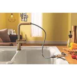 Abode Fraction Pull-Out Spray Mono Mixer Kitchen Tap Antique Brass -Kitchen Taps Sales Store 796RK A2