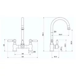 ETAL Traditional Bridge 3-in-1 Hot Water Kitchen Tap Matt Black -Kitchen Taps Sales Store 838RG A3