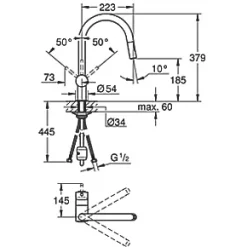Grohe Minta 31862000 Pull-Out Spray Mono Mixer Tap Chrome -Kitchen Taps Sales Store 896VY A4