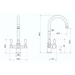 ETAL Traditional Cruciform 3-in-1 Hot Water Kitchen Tap Brushed Brass -Kitchen Taps Sales Store 939RG A3
