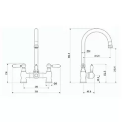 ETAL Traditional Bridge 3-in-1 Hot Water Kitchen Tap Brushed Brass -Kitchen Taps Sales Store 955RG A3