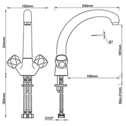 Mono Mixer Kitchen Tap Chrome -Kitchen Taps Sales Store 9871T A4